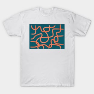 bright orange lines on an emerald background T-Shirt